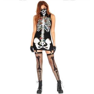 [Leg Avenue] Black Floral Skeleton Costume Dress